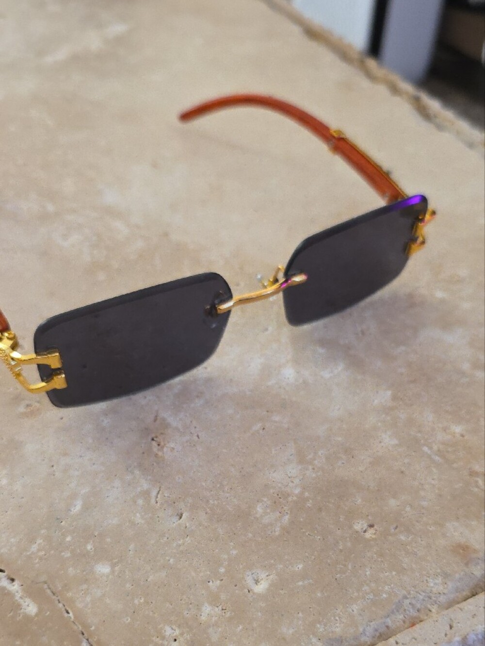 Cartier Rimless Sunglasses in Black and Gold with Red Case - Picture 9 of 10